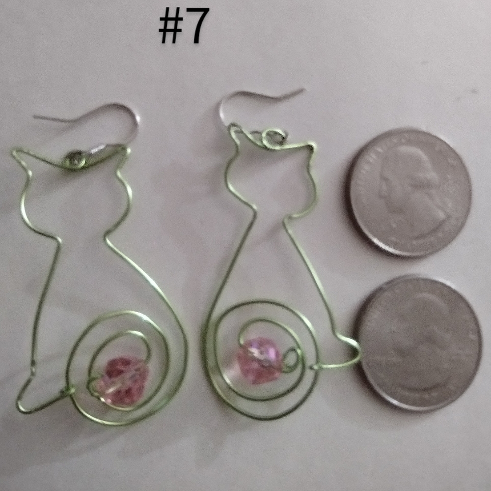 Cat earrings w/pink crystals